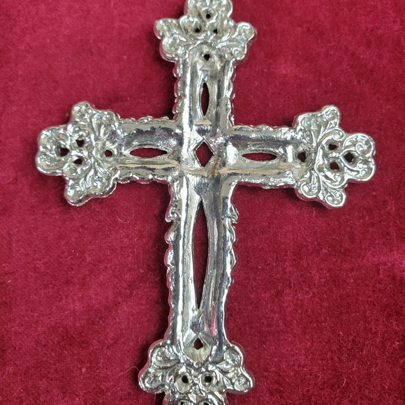 Boho Cross 30" rawhide ornate necklace religious - Picture 4 of 5